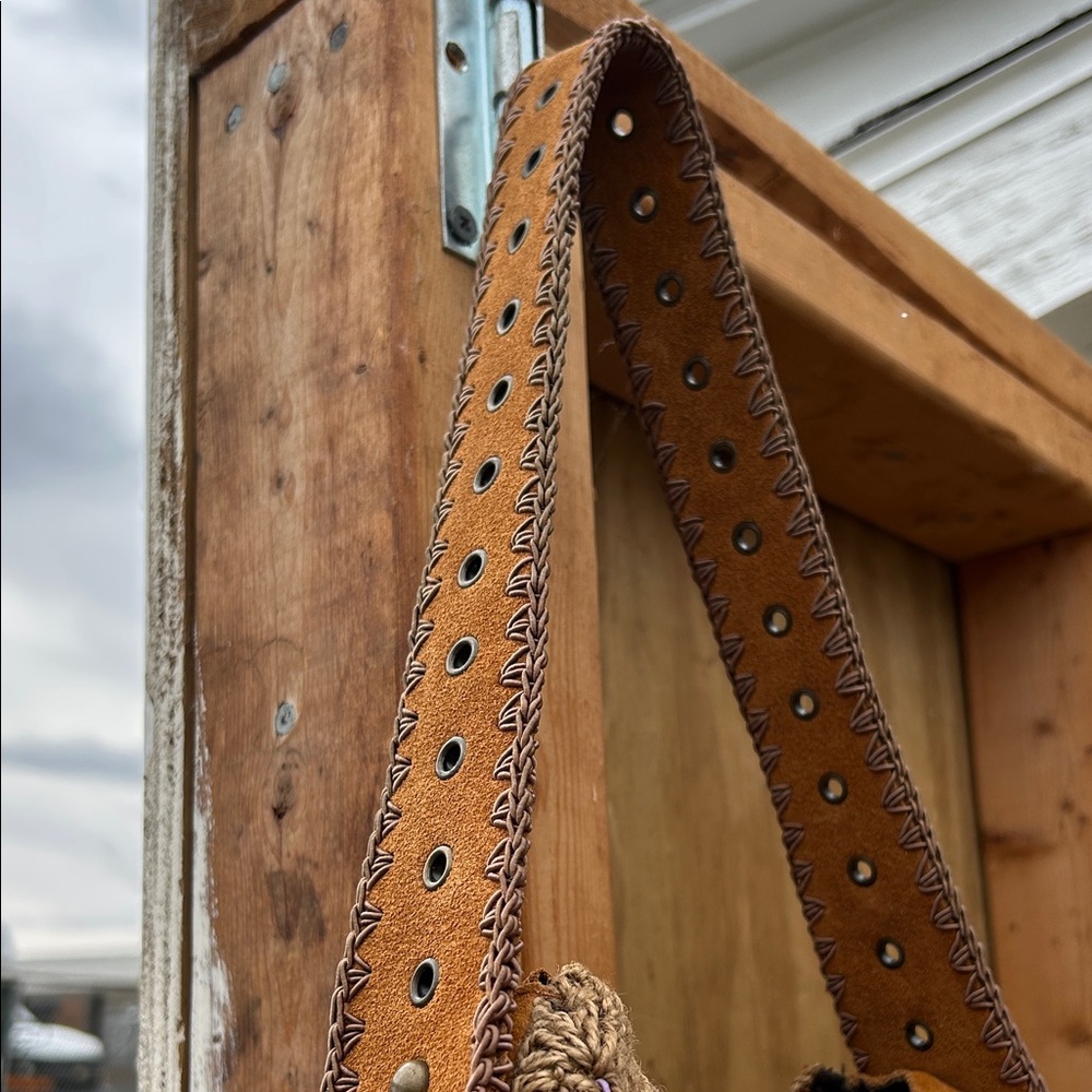 Handcrafted Brown Crochet Patchwork Hobo Bag - Picture 4 of 4